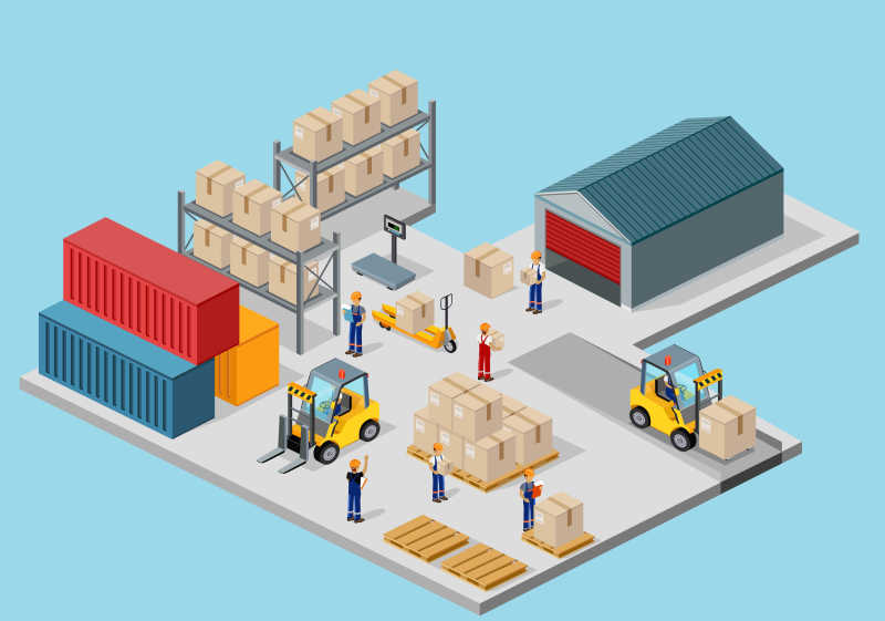 物流配送与运输矢量插画在环境科技领域的技术开发应用